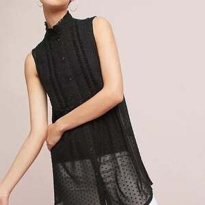 Vanessa Virginia Luella Sleeveless Smocked Swiss Dot Mesh Blouse